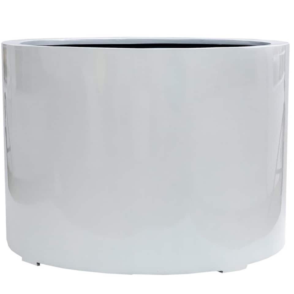 image 1 of Primrose White Stone Polystone Composite Low Cylinder Planter 1m | White | White