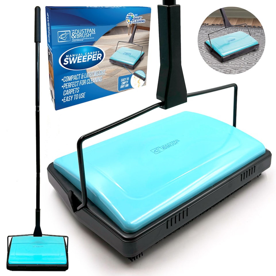 image 1 of Manual Carpet Sweeper with Detachable Cleaning Comb Cordless Carpet & Rug Cleaner for Efficient Floor Cleaning