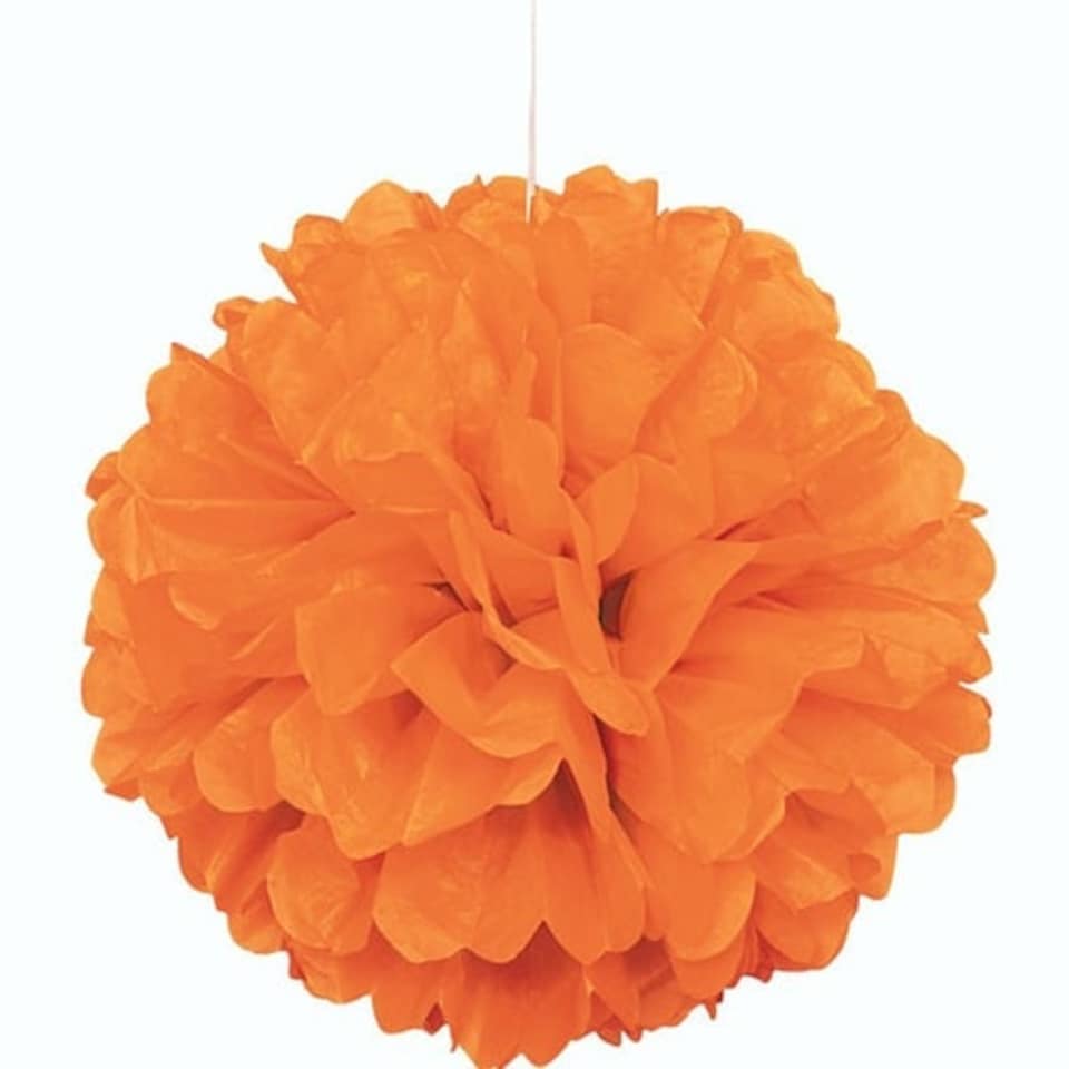 Orange Honeycomb Hanging Decoration Puff Ball 40cm