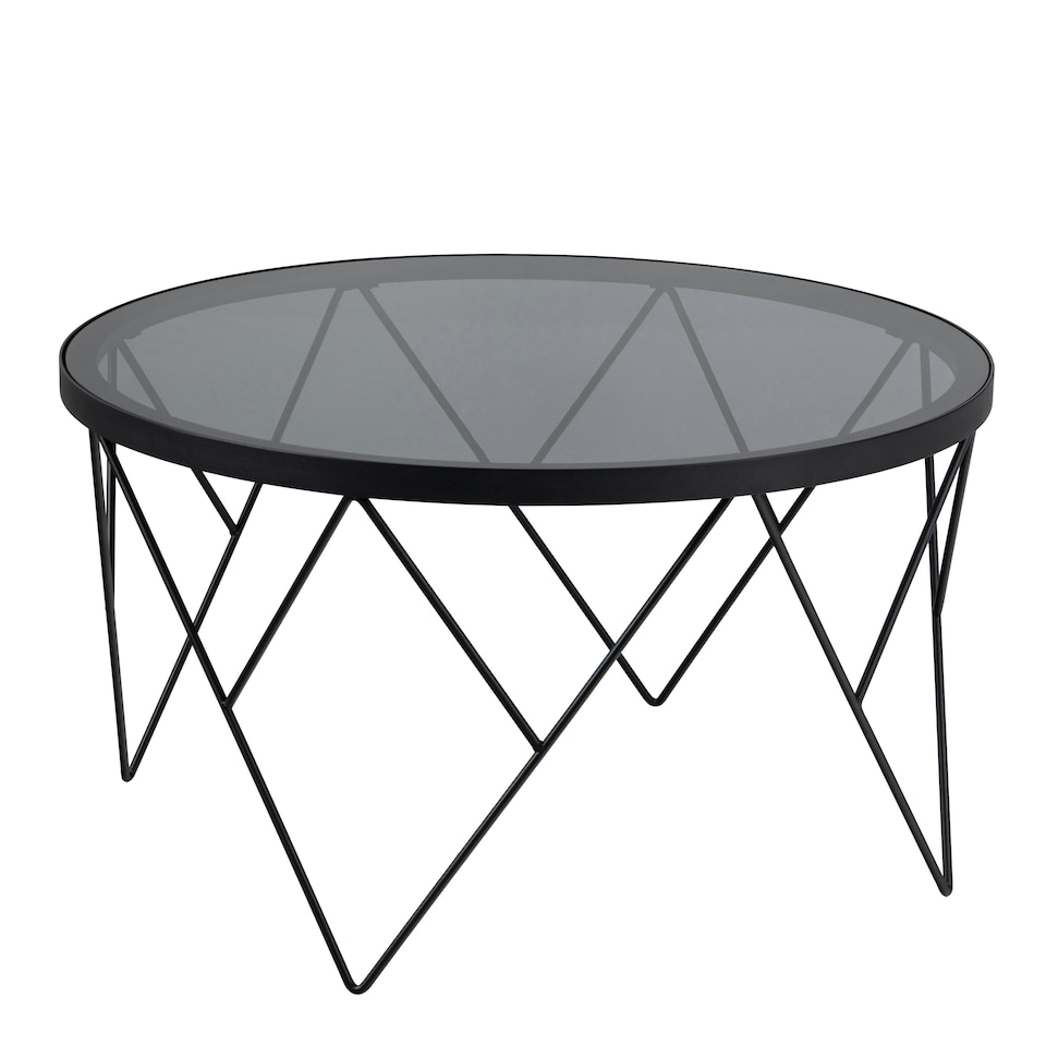 image 1 of Halstow Coffee Table in Black with Smoked Glass Top