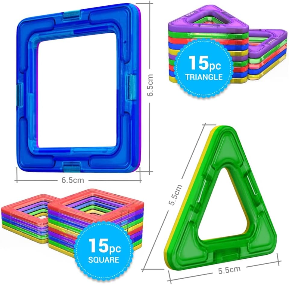 image 1 of Desire Deluxe Magnetic Building Blocks 30pc Construction Toys Set for Kids Game | STEM Creativity Educational Magnets Toy Blocks for Boys Girls Age 3 4 5 6 7 Year Old