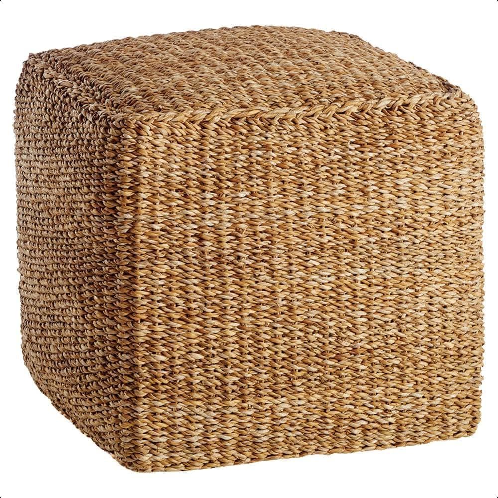 Square Natural Jute Pouffe Ottoman Footstool