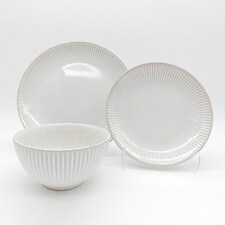 Reactive Cream Glaze Dinner Set Plates Bowls 12pc Set