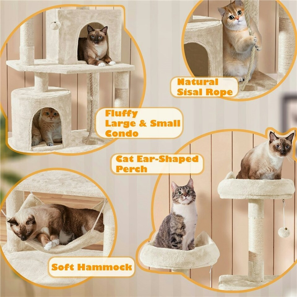 image 1 of Yaheetech 179 cm Tall Multi Level Cat Tree Kitten Condo Beige