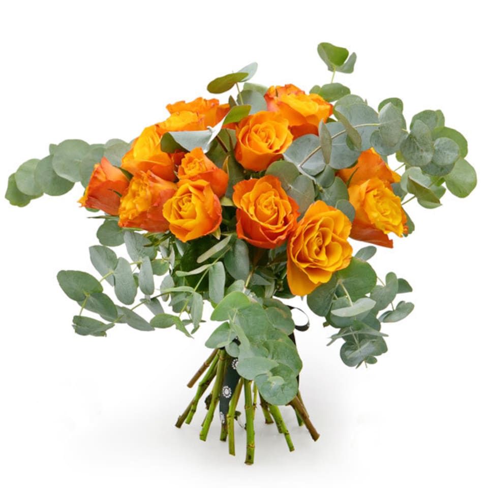 Orange Roses with Eucalyptus Bouquet