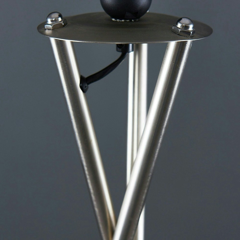 image 1 of ValueLights Camden Brushed Chrome Tripod Floor Lamp Mustard Taper Shade & Bulb Yellow
