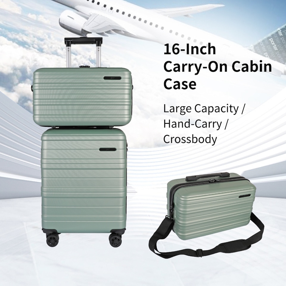 image 1 of ABS Cabin Carry Bag with Strap – Lightweight Underseat Luggage | Green | Mint Green | Cabin Bag