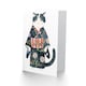 image 2 of Cat Lover Cute Pet in Blue Floral Japanese Kimono Birthday Card