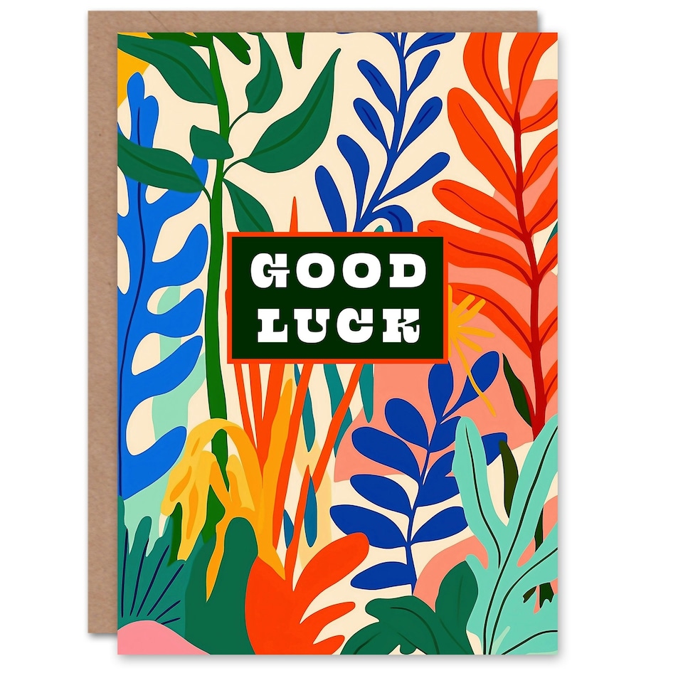 image 1 of Good Luck Card Plant Lover Fun Bold Jungle Leaves Nature