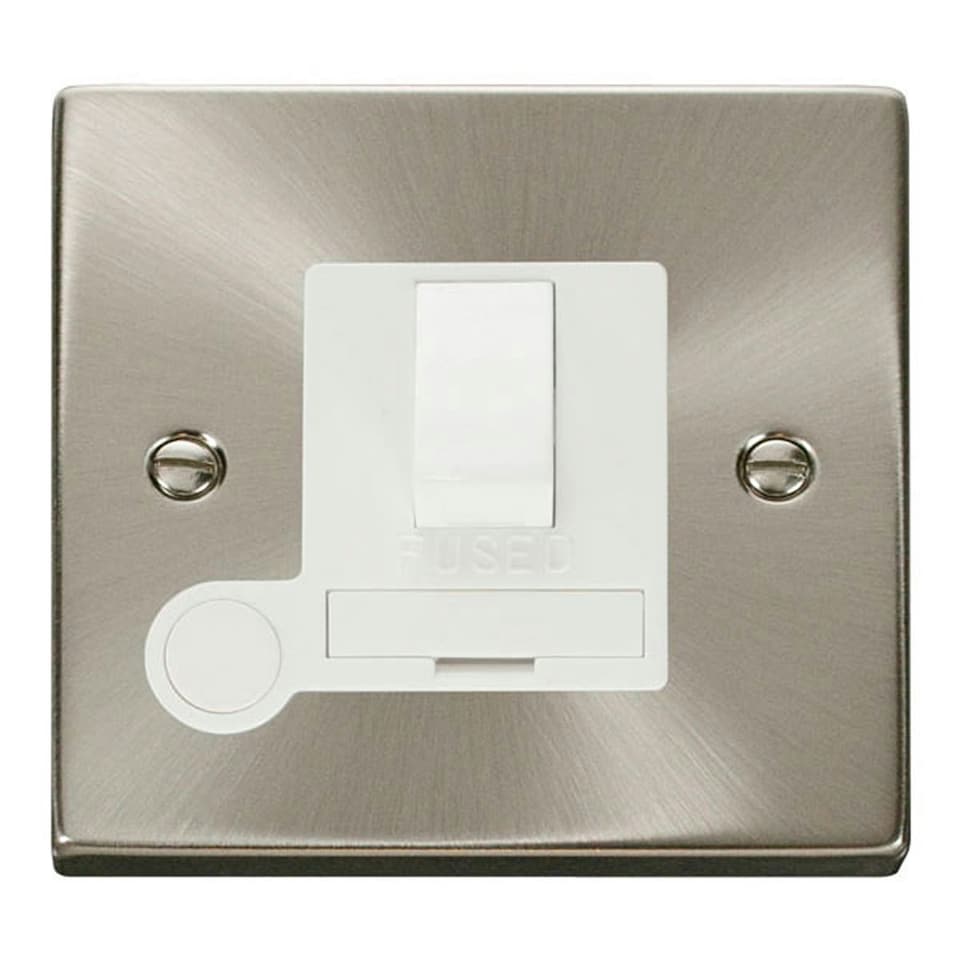 image 1 of SE HOME Satin / Brushed Chrome 13A Fused Connection Unit Switched With Flex White | Satin Chrome