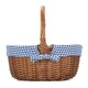 image 3 of Double Steamed Oval Wicker Shopping Basket Blue Checked Lining | Black | Black