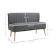 image 7 of HOMCOM Linen-Feel Double Sofa w/ Wood Frame Padding Back, Grey
