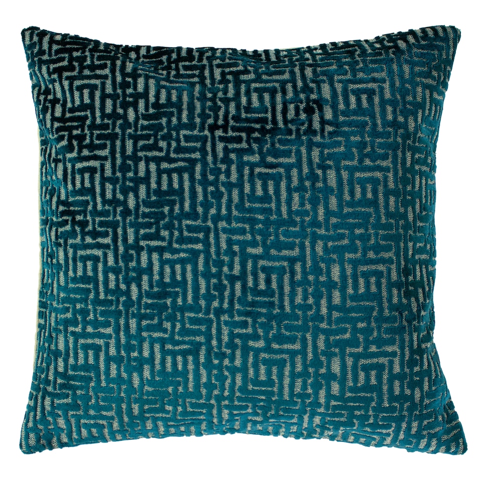 image 1 of Paoletti Delphi Velvet Jacquard Cushion, Teal, 45 x 45cm