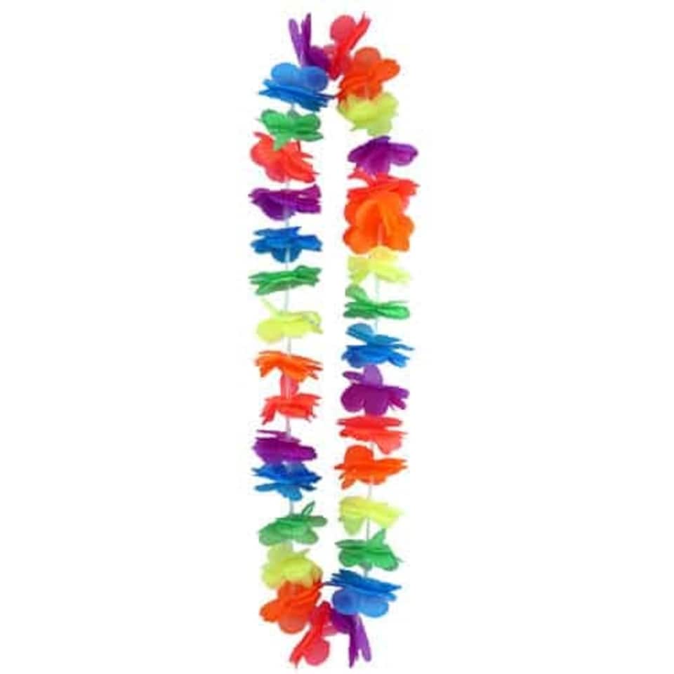 Multi-Coloured Hawaiian Fabric Flower Lei 100cm