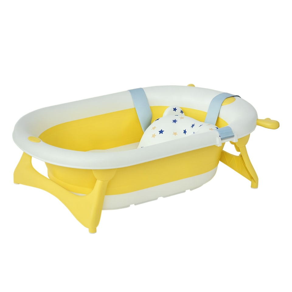 image 1 of HOMCOM Foldable Baby Bath Tub Ergonomic with Temperature-Induced Water Plug