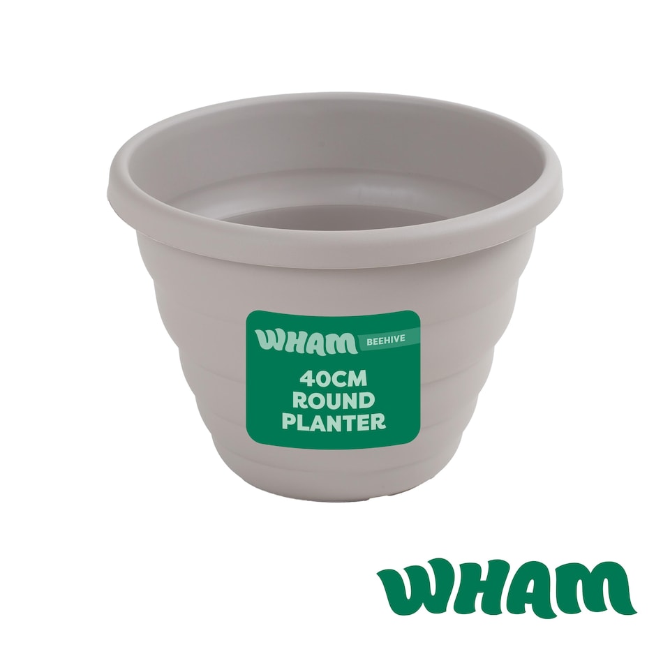 image 1 of Wham Beehive 4 x  40cm Round Plastic Garden Planters | Grey | Fawn