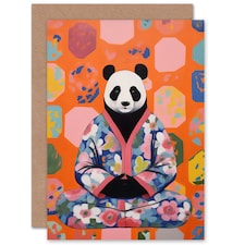 Meditating Meditation Yogi Yoga Relax Panda Birthday Card
