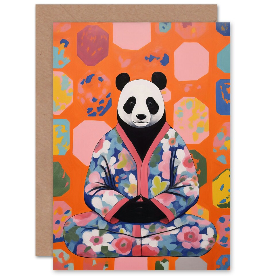 image 1 of Meditating Meditation Yogi Yoga Relax Panda Birthday Card