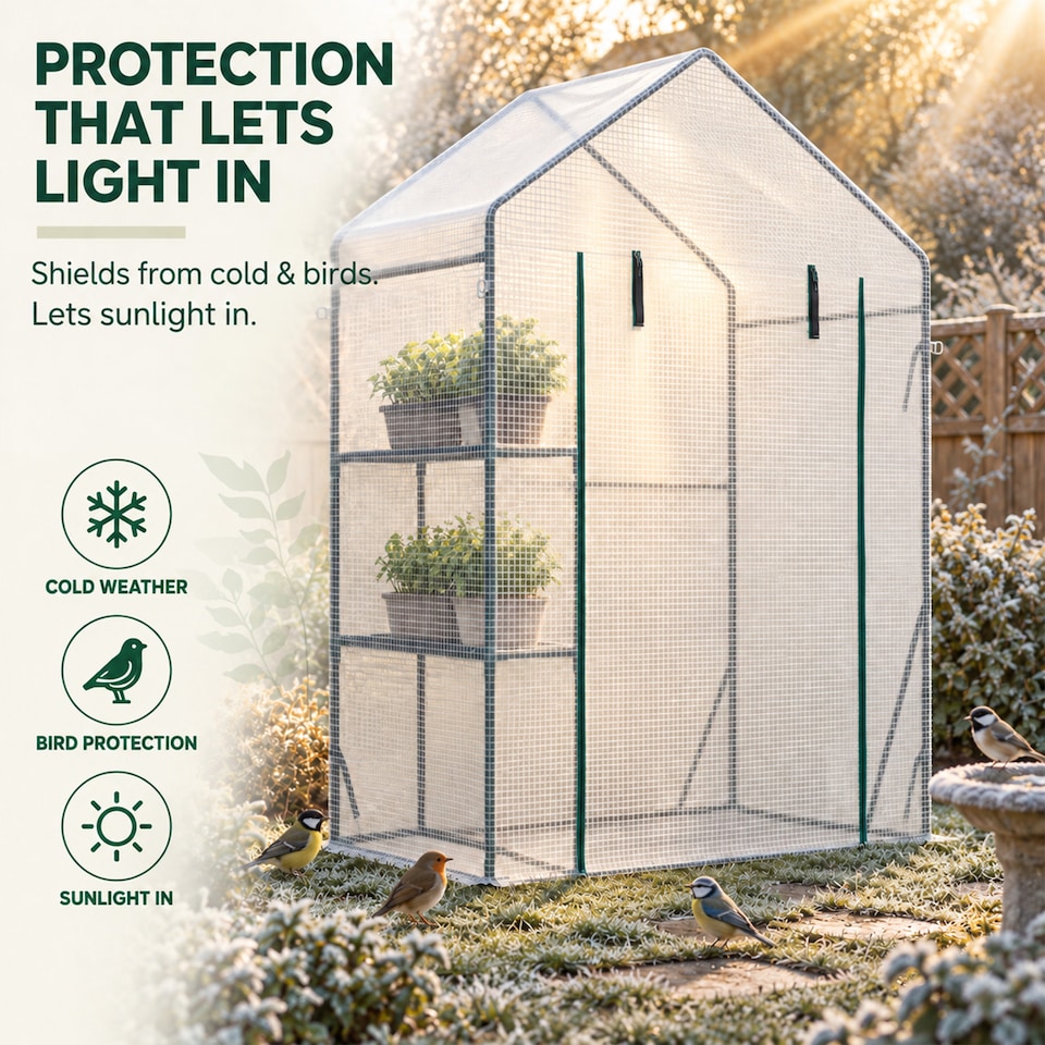 image 1 of Outsunny Greenhouse for Outdoor, Portable Gardening Plant Grow House w/ Shelf | White