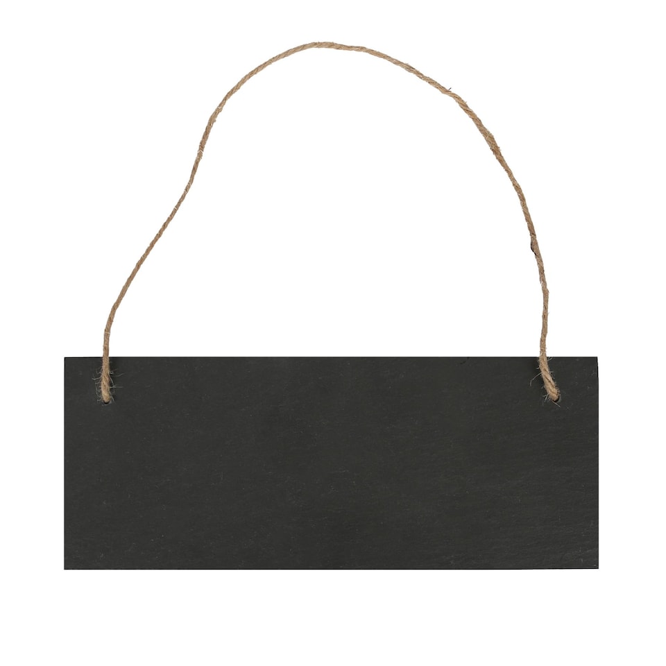 image 1 of Nicola Spring Rectangle Slate Memo Board with Rope - 25cm x 10cm - Black