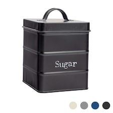 Harbour Housewares Black Vintage Metal Kitchen Sugar Canister Kitchen Caddy Kitchen Storage Containers Canisters