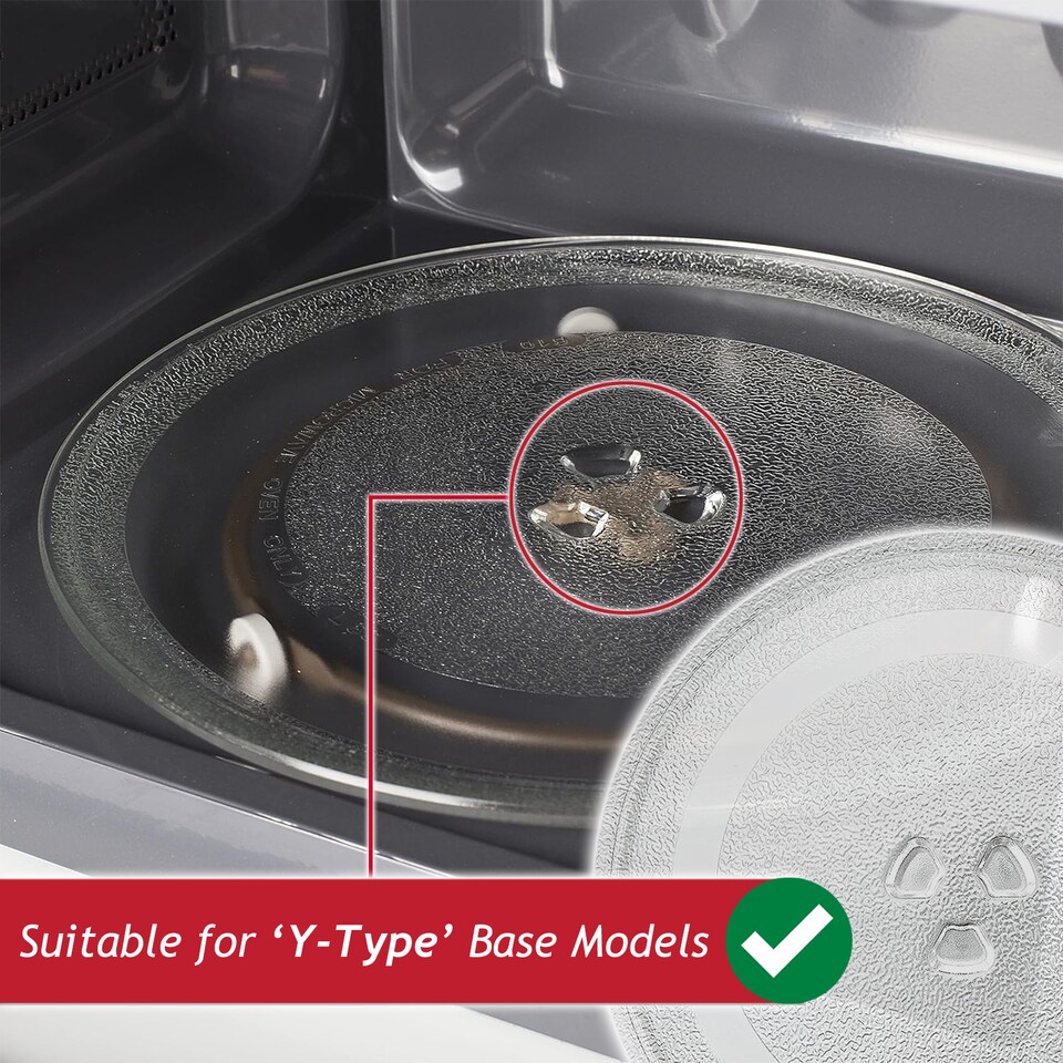 image 1 of SPARES2GO Glass Turntable Plate for Russell Hobbs Microwave Y Type Glass Dish Tray (9.65" / 24.5cm / 245mm)