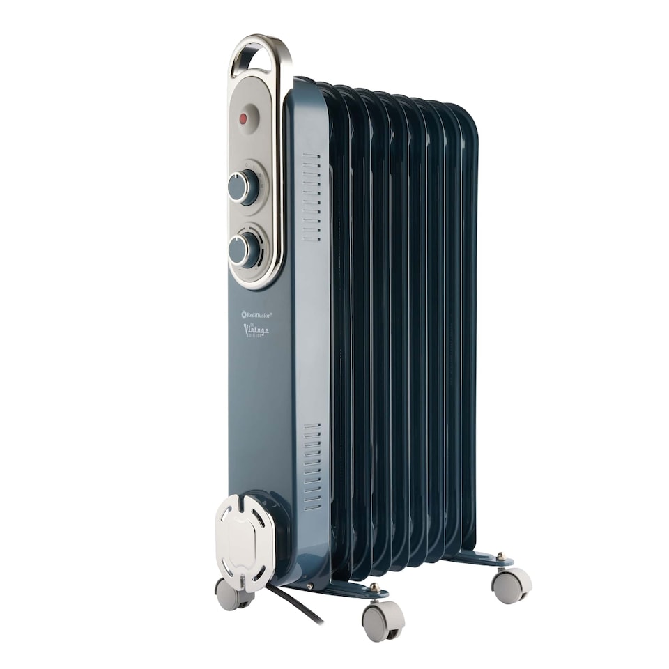 image 1 of Rediffusion Vintage 9 Fin Oil Filled Radiator 2KW Blue