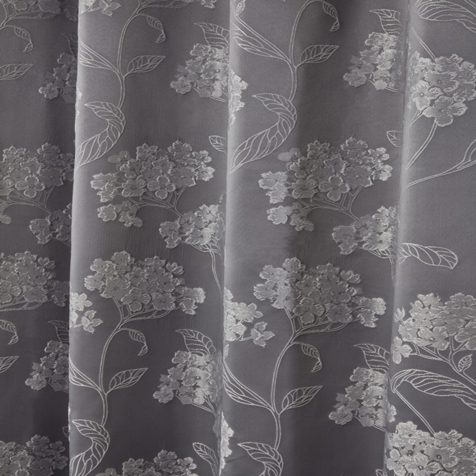 image 1 of English Garden Lined Eyelet Jacquard Curtains 228cm x 228cm Silver | Grey | Grey