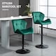 image 4 of HOMCOM Bar Stools Set Of 2, Luxurious Velvet-Touch Barstools with Metal Frame Footrest Round Base Triangle Indenting Moulded Seat Adjustable Height Swivel Green