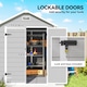 image 8 of Outsunny 6 x 5ft Garden Shed, Plastic Shed with Floor, Window, Lockable Doors and Vents, Wood Effect Resin Tool Shed for Outdoor Patio, Light Grey | Grey | 1
