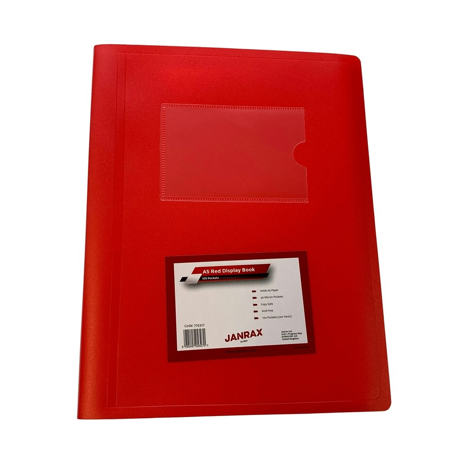 image 1 of A5 Red Flexible Cover 100 Pocket Display Book