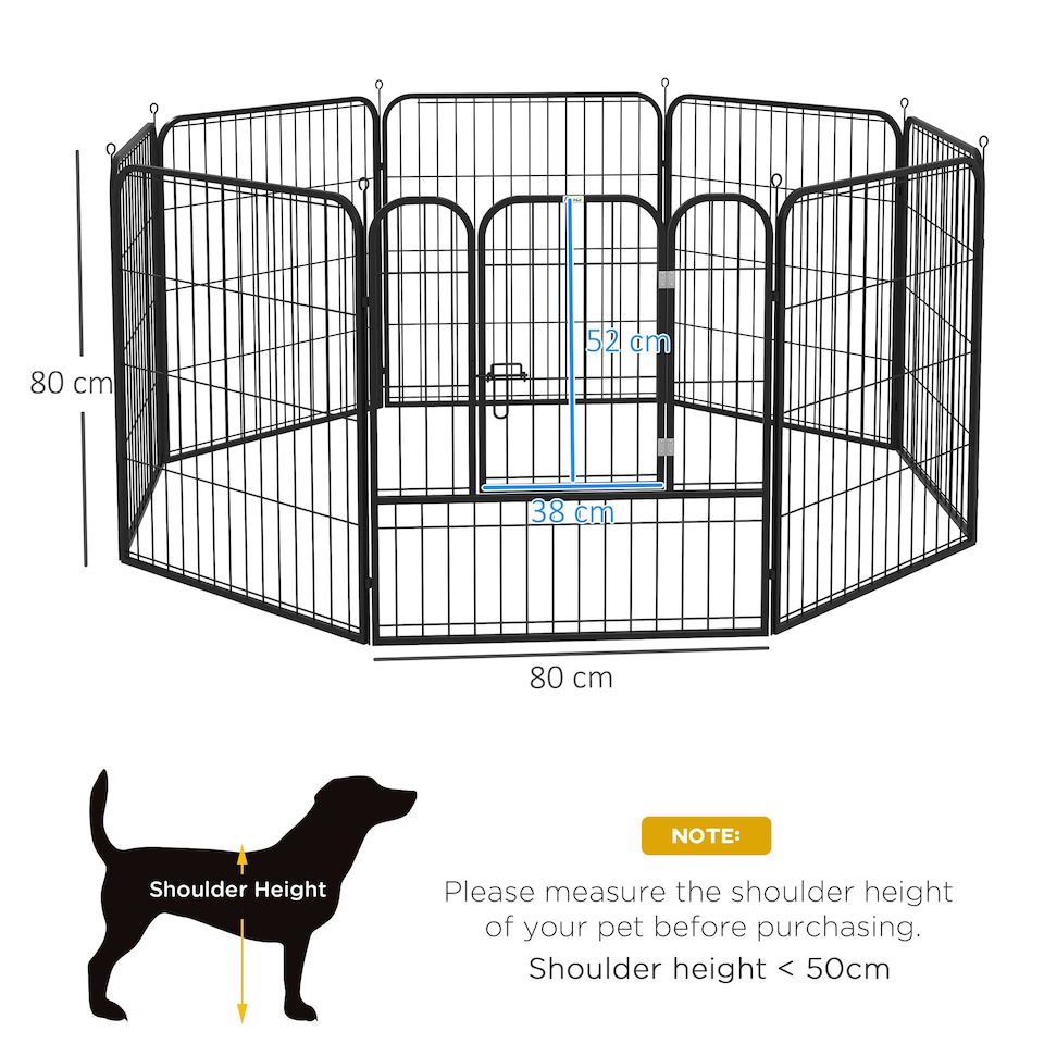 image 1 of PawHut 8 Panels Heavy Duty Puppy Play Pen for Small, Medium Dogs 79Hcm