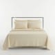 image 1 of Luxury Satin Stripe T250 Cotton Rich Soft Flat Sheet Bed Linen | Cream | Single