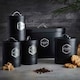 image 2 of Cooks Professional Kitchen Storage Set | 5-Piece | Bread Biscuit Tea Coffee Sugar | Black & Silver