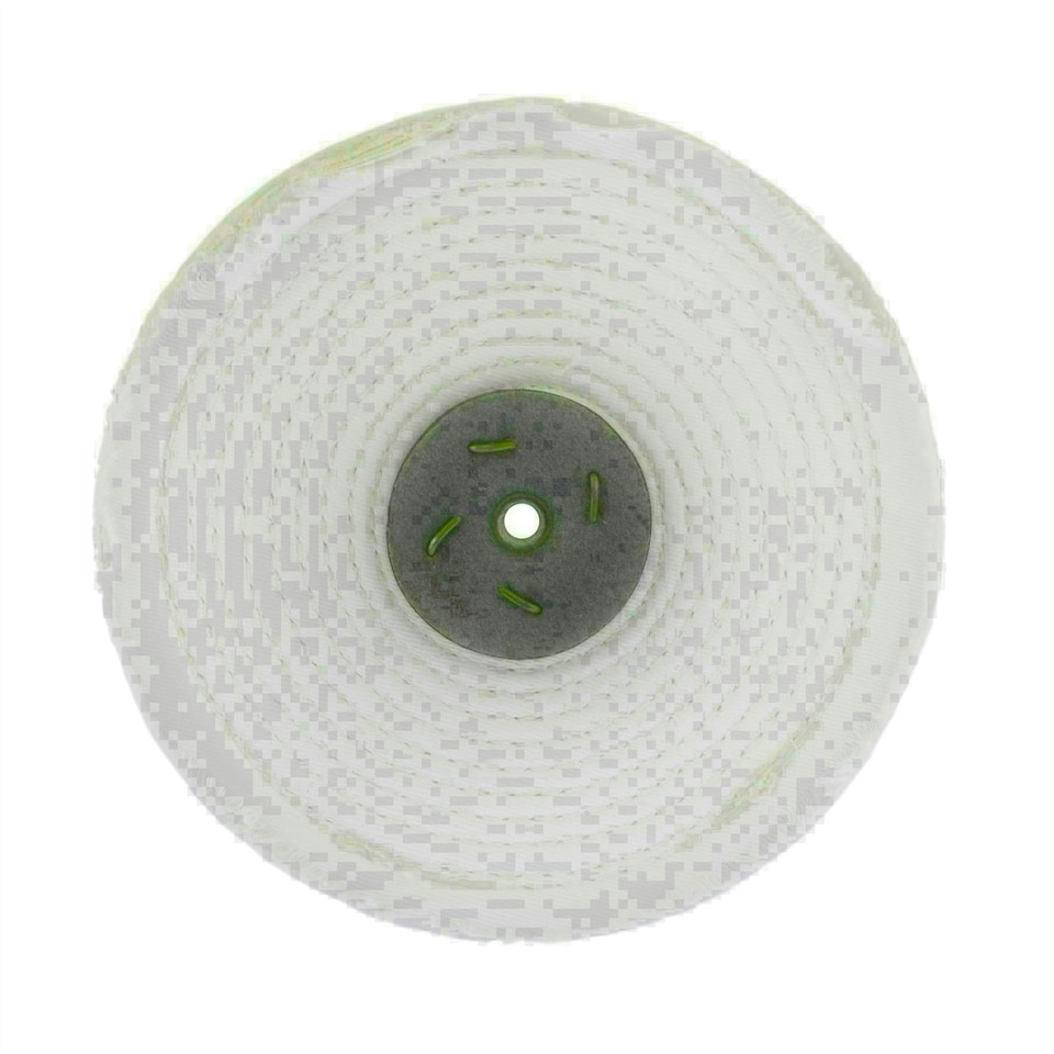 image 1 of White Close Stitched Metal Polishing Buffing Mop 8" x 1" 2 section 2nd Stage