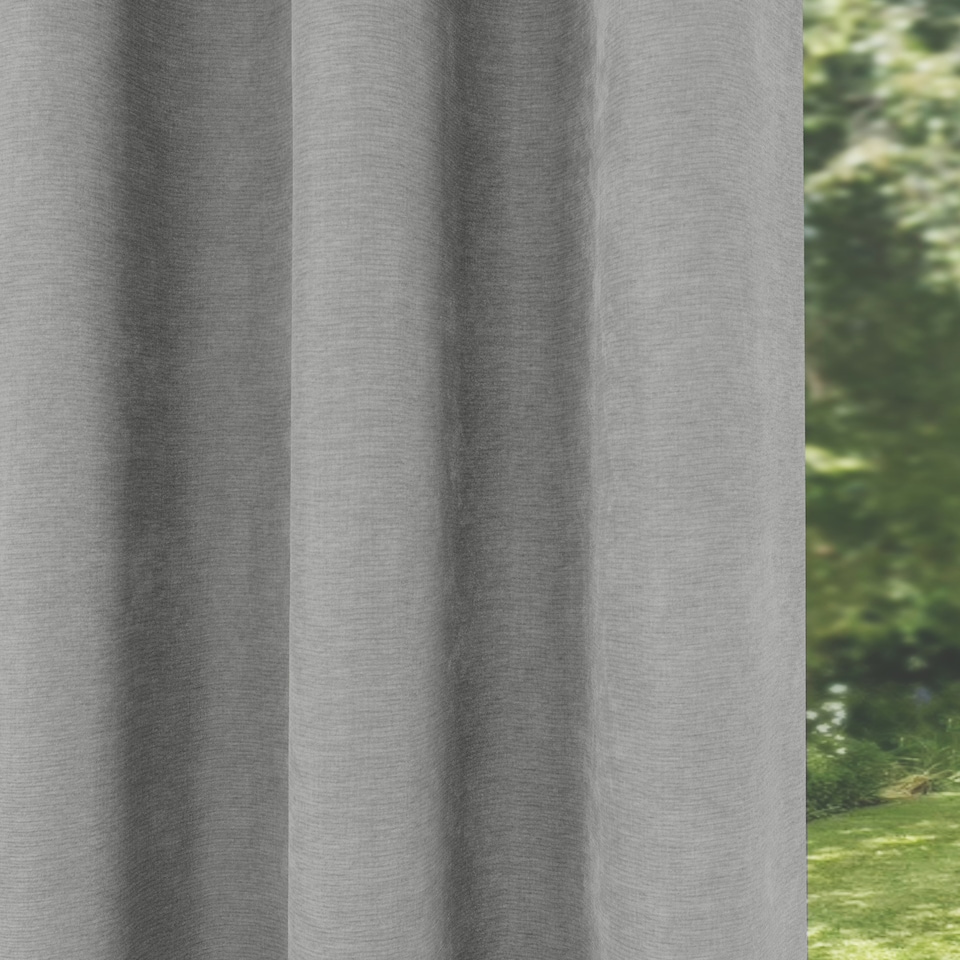 image 1 of Enhanced Living Knightsbridge Blackout, Thermal Grey Curtains with Eyelet Header (PAIR) - 66x72 inch (168x183cm) | Grey | Grey | 2