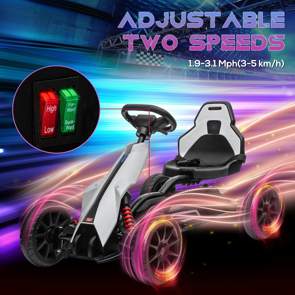 image 1 of HOMCOM 12V Electric Go Kart w/ Forward Reversing 2 Speeds for 3-8 Yrs White