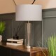 image 2 of ValueLights Balan Brushed Chrome Table Lamp Grey Shade