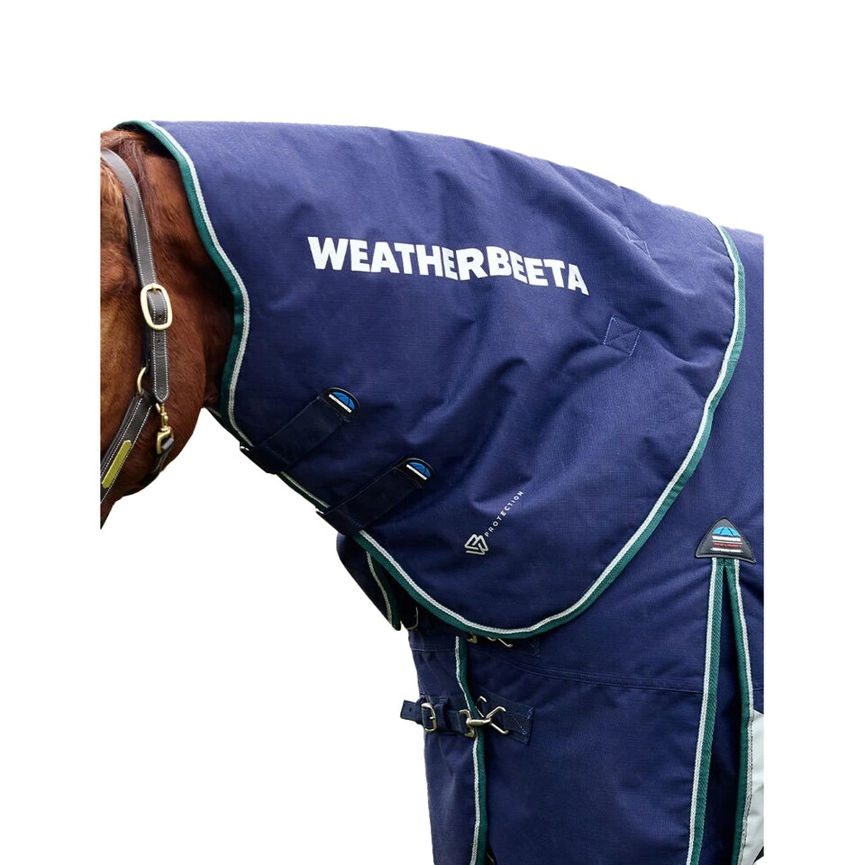 image 1 of Weatherbeeta Comfitec Plus Dynamic Detachable Neck Horse Turnout Rug | Blue | Navy/Forest Green | 7Ft | 1