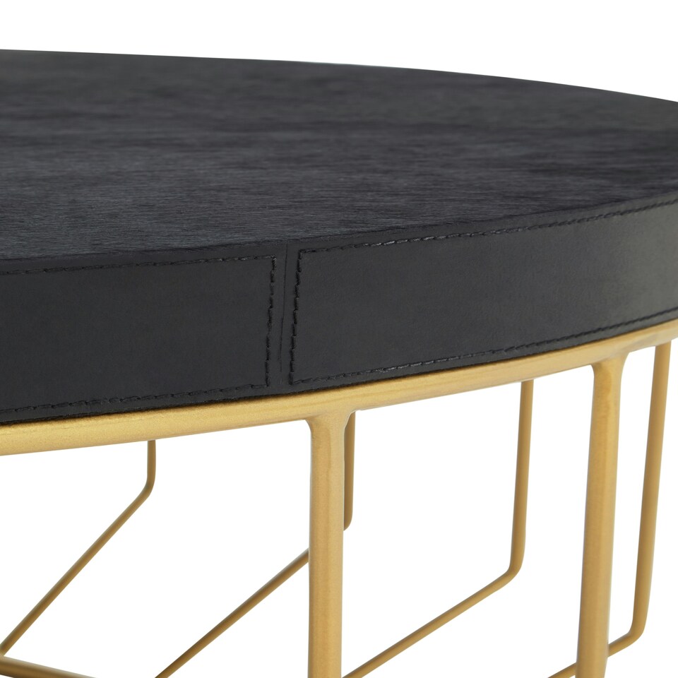 image 1 of Kensington Townhouse Hair On Hide Round Coffee Table Black