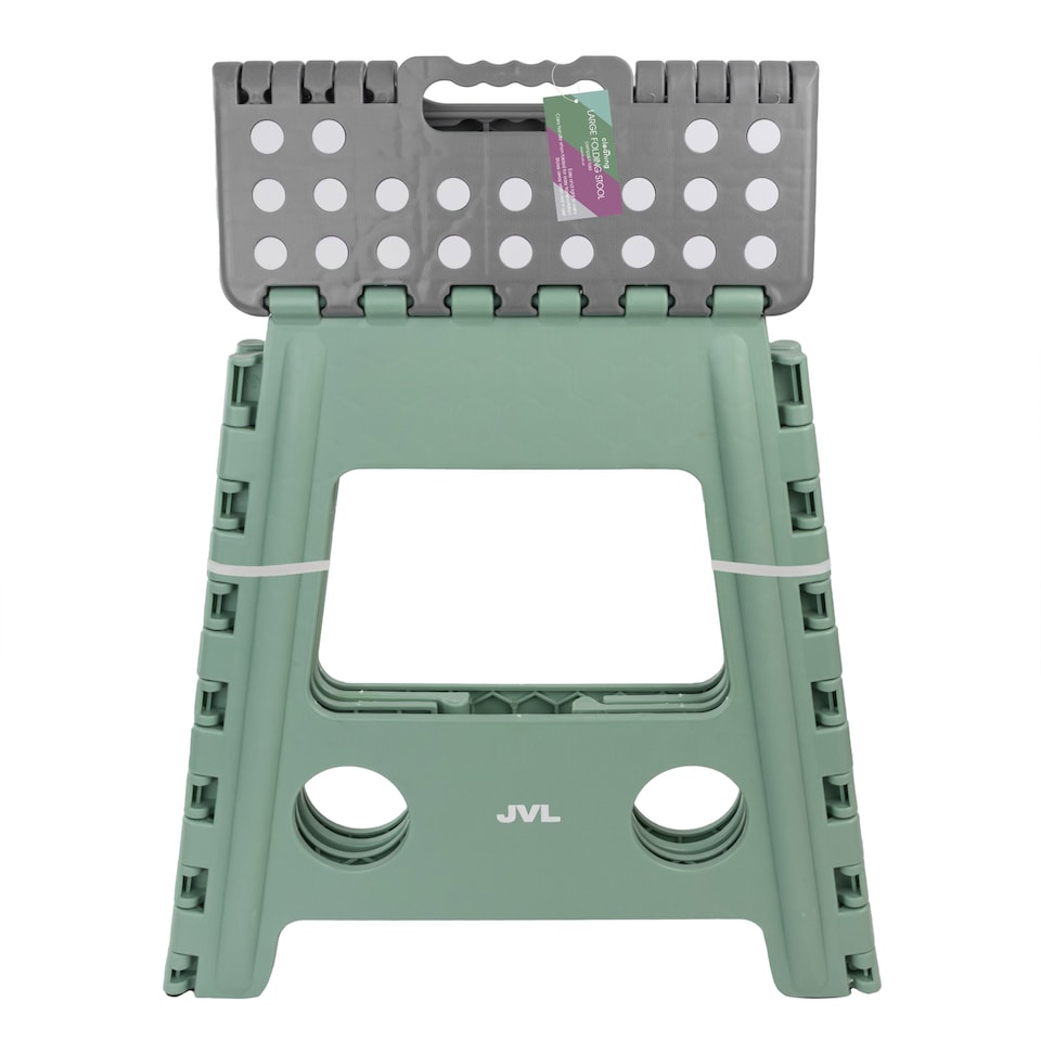 image 1 of JVL Small & Large Folding Step Stool Set – Multi-Purpose, Kitchen & Bathroom – Green