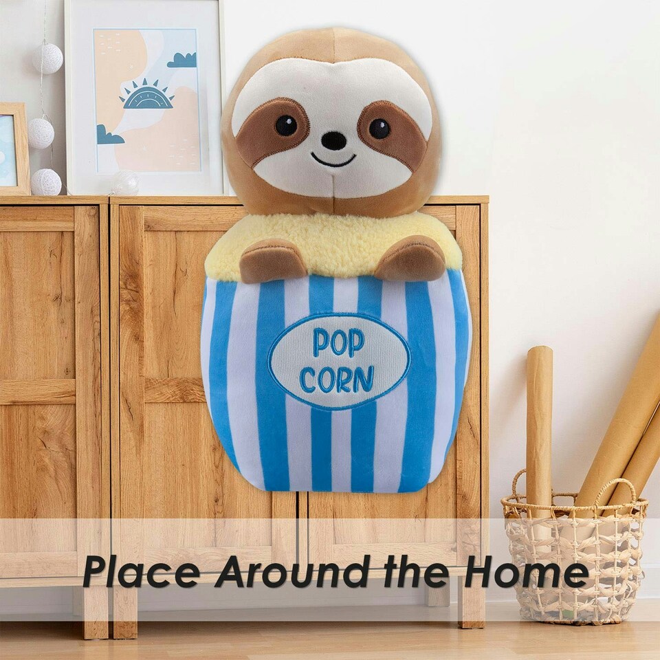 image 1 of Popcorn Sloth Soft Toy Cute Plushie Huggable Cuddly Stuffed Toy 36cm Blue