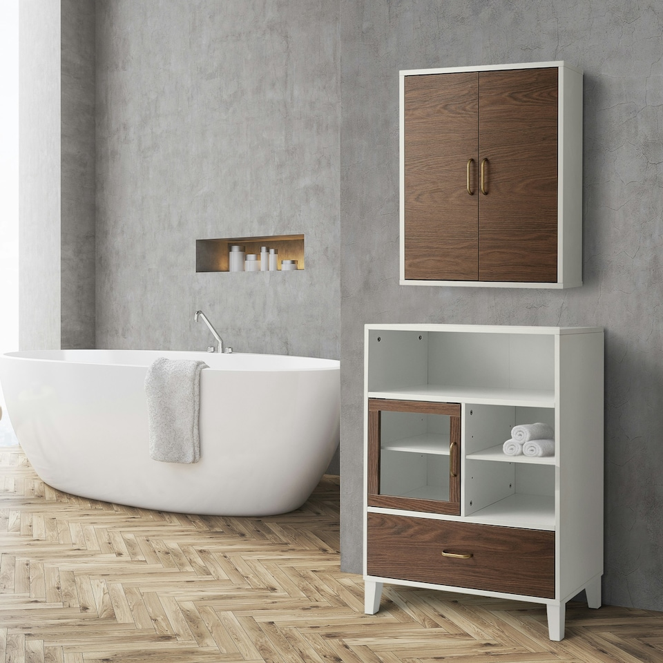 image 1 of Teamson Home Wooden Bathroom Wall Medicine Cabinet Storage