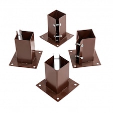 4x Heavy Duty Bolt Down Fence Post Shoe Grip Holder - 100 x 100mm | Brown | 4