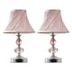 image 4 of ValueLights Pair of - Polished Chrome and Pink Touch Table Lamps with a Pleated Shade - Complete with 5w LED Dimmable Bulbs 3000K Warm White