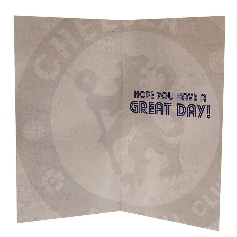 image 1 of Chelsea FC Retro Birthday Card - Blue/Gold/White - 22cm x 12cm