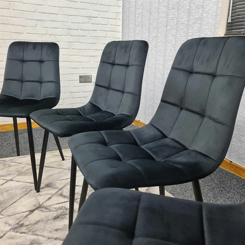 image 1 of Dining Chairs Set of 4 Black Velvet Kitchen chairs Black