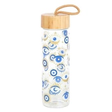 Something Different All Seeing Eye Glass Reusable Water Bottle - Clear/Blue/Beige - One Size