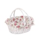 image 1 of Small White Swing Handle Wicker Shopper with Garden Rose Lining | Multi | Garden Rose