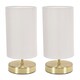 image 4 of ValueLights Pair Francis Gold Touch Table Lamps White Shades & Bulbs